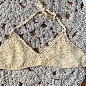 NWOT cream crochet top
